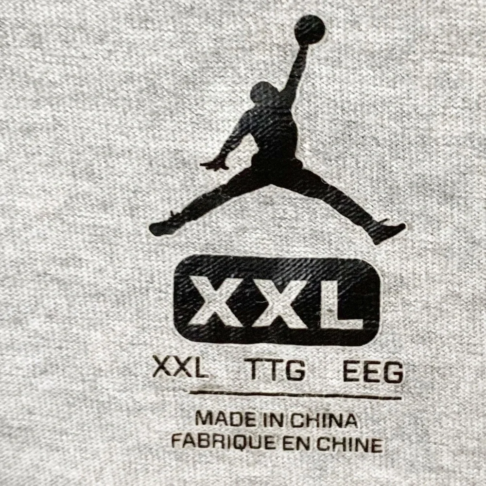 Air Jordan Gray Graphic T-Shirt Men’s Cotton Crewneck Short Sleeve Tee Size XXL